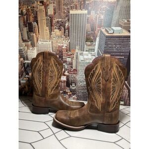 Ariat Women's 9 B Western Cowboy Boots Brown   Embroidered Square Toe